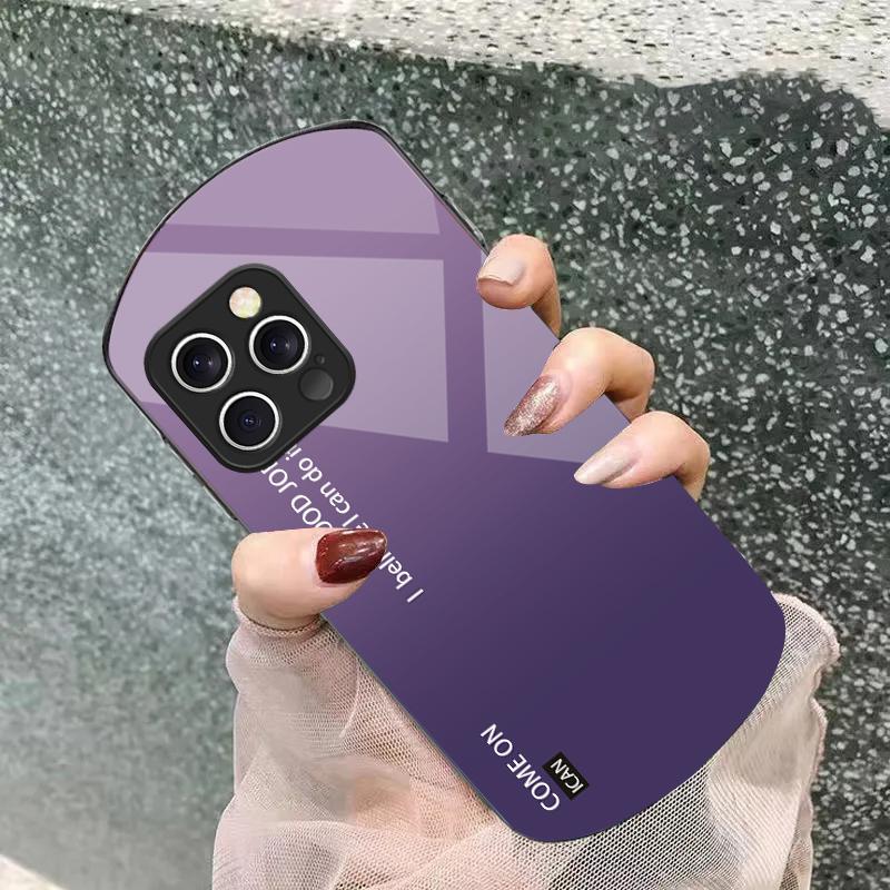Couleur unie dégradée Pour iPhone 16 15 14 13 Plus 12 mini 11 Pro Max XR Xs X 7 8 6 6S 2022 Coque de téléphone en verre trempé elliptique