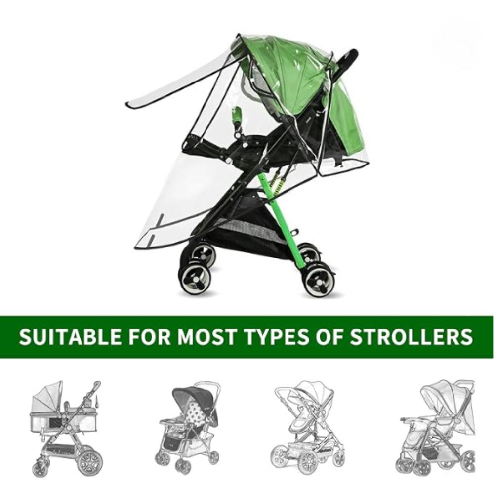 Stroller Rain Cover, Universal Clear Weather Shield with Waterproof Zippers, Stroller Cover for Protect from Sun Dust Snow, Large