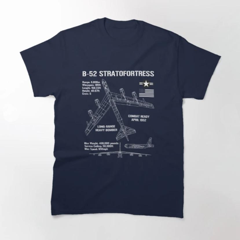 US Air Force B52 Stratofortress Specs Military Aircraft TShirt 100 Cotton ONeck Short Sleeve Casual Mens Tshirt Size S3XL