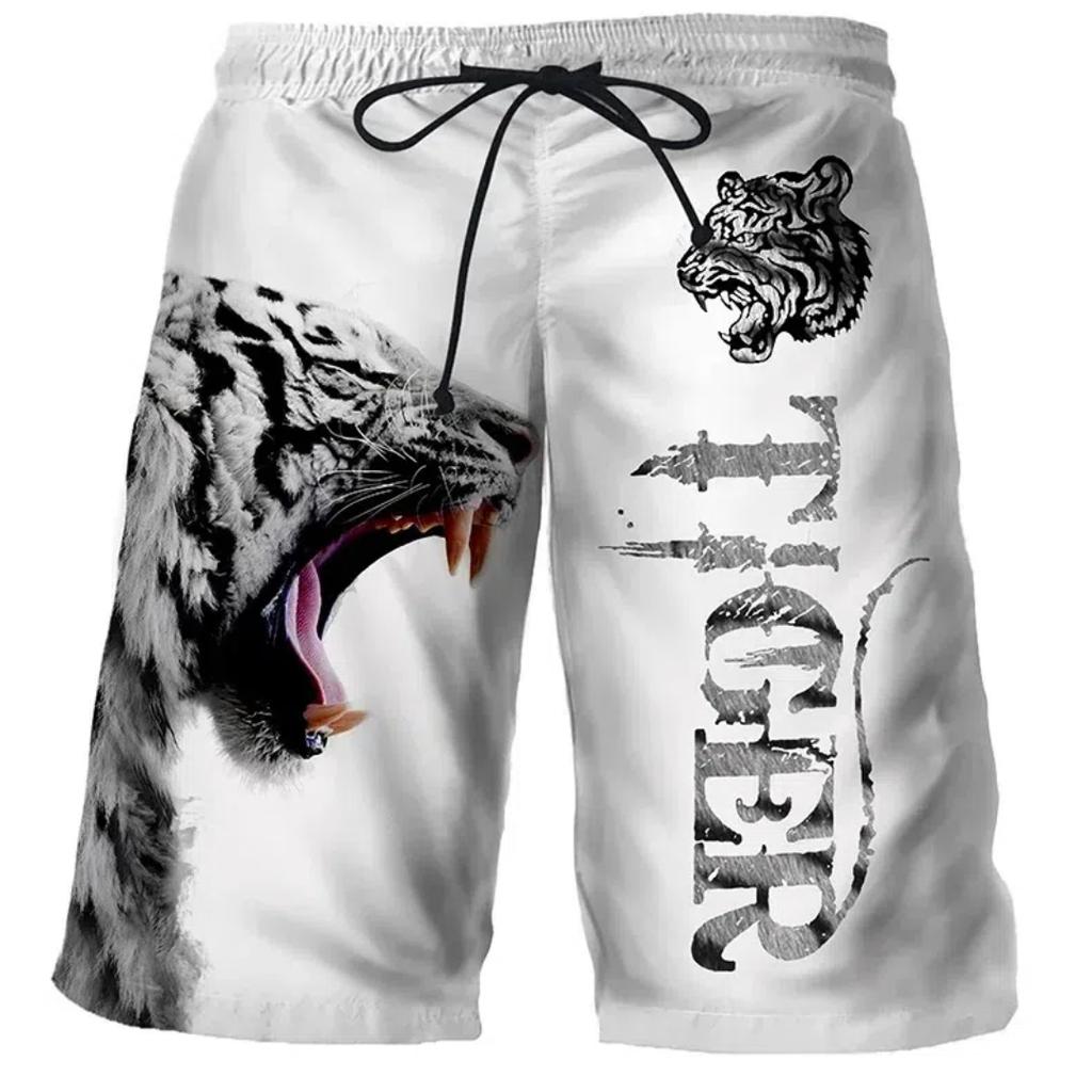 Cool Tiger Wolf Summer Shorts Comfortable Surfboard Hawaiian Beach Shorts Quick Dry Sports Shorts Men's Beach Shorts Boys