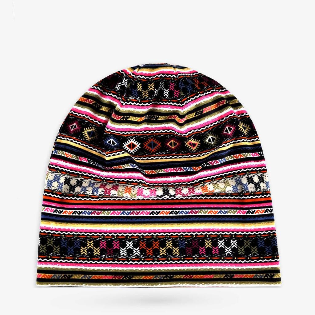 Unisex Paisley Cotton Cuffed Beanie: Spring/Summer Double Layer Stretch for Trendy Street Dance Fashion