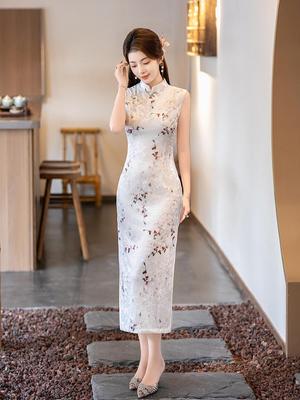 Linxiangman 2025 Velvet Sleeveless Cheongsam: Retro Shanghai Charm Dress