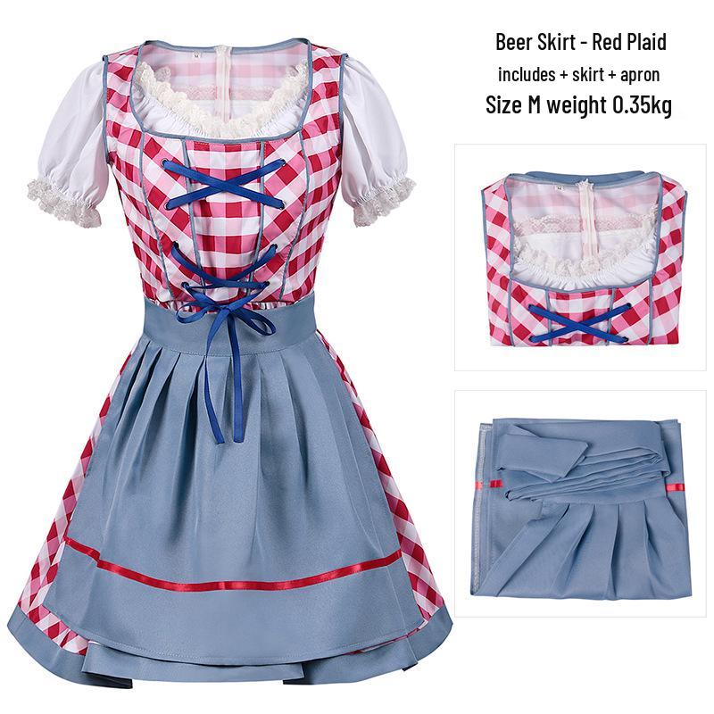 2025 Euro-American Beer Fest Women's Lace Maid Dress Set, Color Block, Plus Size Skirt