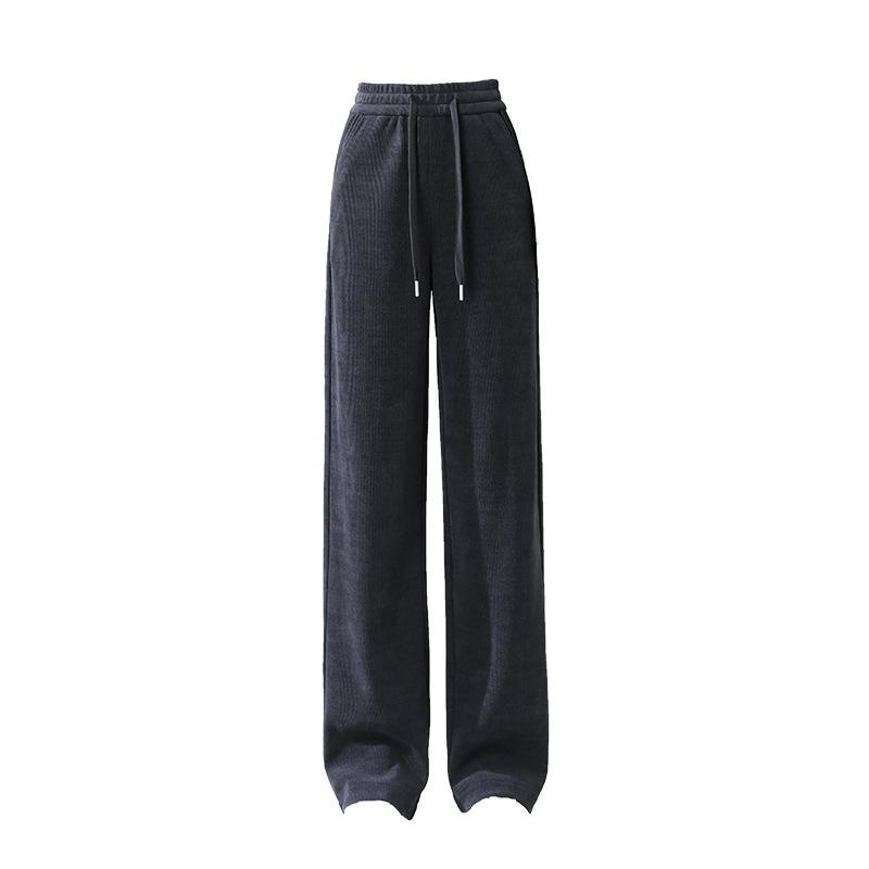 Plus Size Padded Pants Wide Leg Pants Women Spring, Autumn and Winter Elastic High Waist Skinny Thickened Chenille Sports Drag Women's Pants