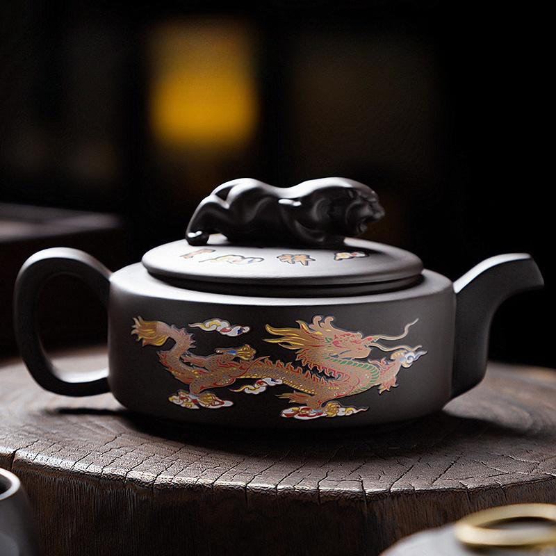 220 ml Drachentiger Yixing Lila Tontopf Chinesischer Haushaltsdrache und Phönixtee Farbwechselteekanne und Teeservice bei Hitze