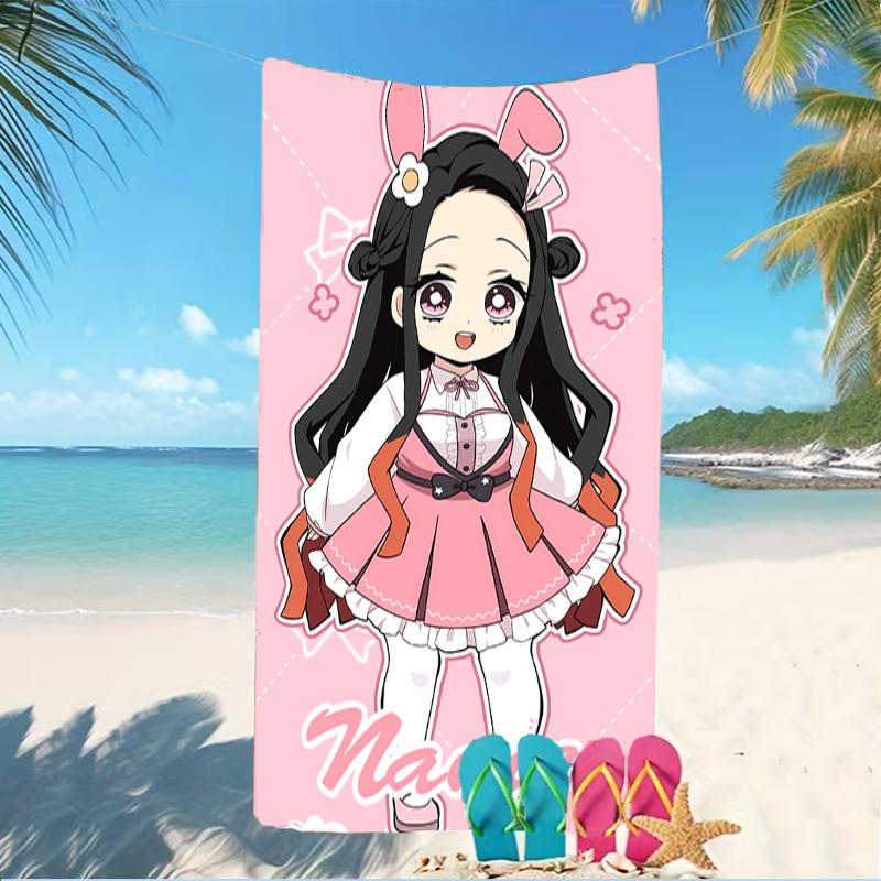 Customizable personalized beach towels Demon Slayer character theme themed designs.Suitable for the beach, yoga, sports;ideal as beach accessories