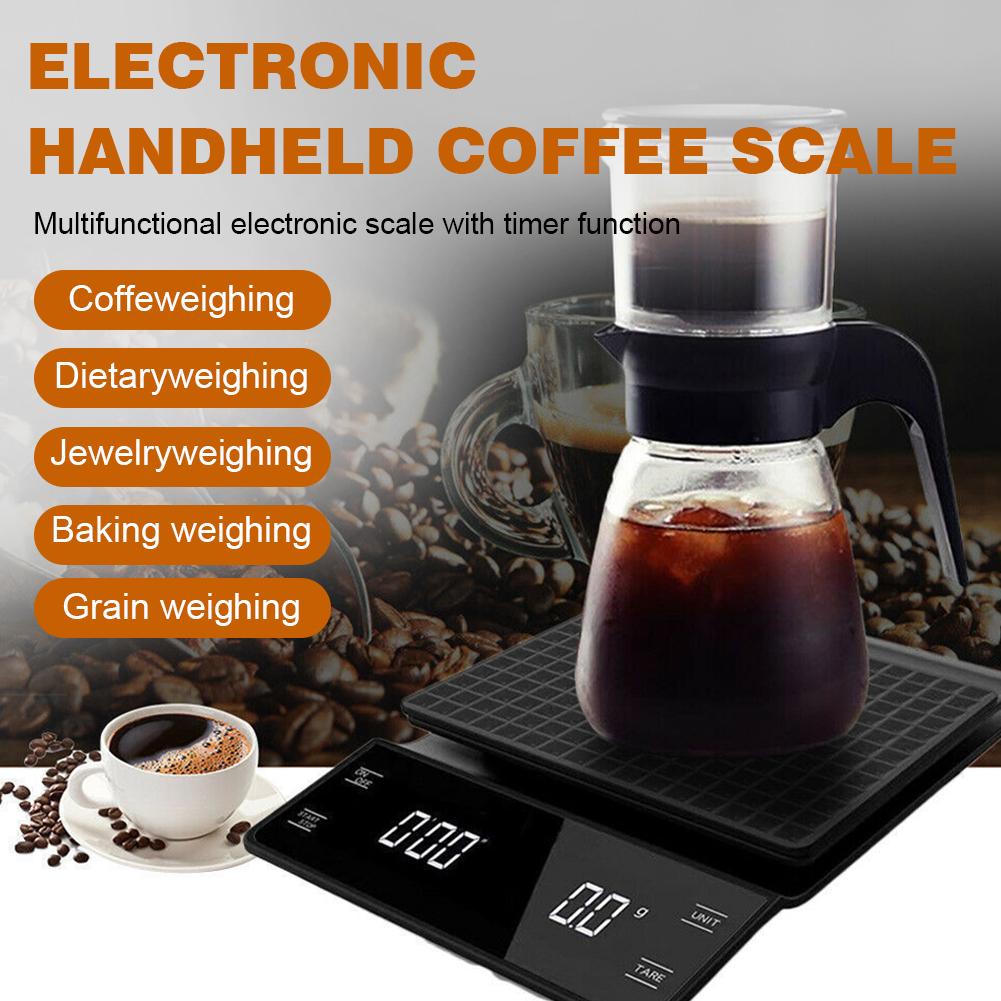 Digital Coffee Scale with Timer 3kg/0.1g Kitchen Weighing Scale High Precision Digital Kitchen Food Scale Portable Coffee Scale