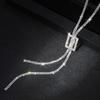 Highend Geometric Crystal Sweater Chain In Platinum And Coffee Gold Color For Outfits Stylish