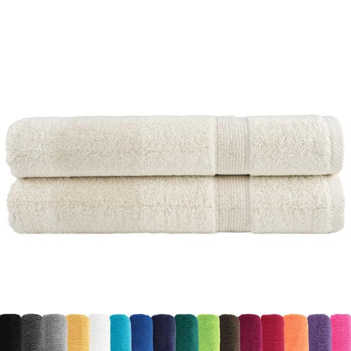 VidaXL Premium Quality Towels 2 Pcs, Shower Towels, Bath Sheets, Guest Towels for Toilet, Cream 137485