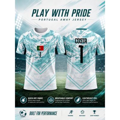 Portugal Away 2026 Skin Friendly Four Sided Elastic Sportswear, Moisture Wicking Fan Jersey