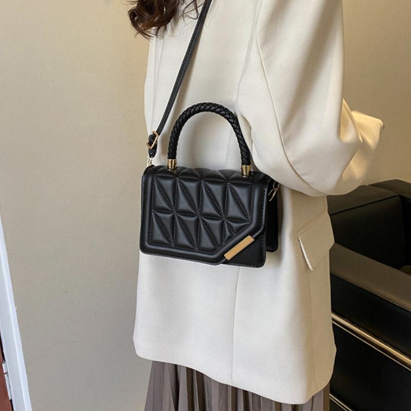 New Fashion Shoulder Bag Plaid PU Leather Ladies Square Handbags Brand Designer Small Black Crossbody Bags for Women