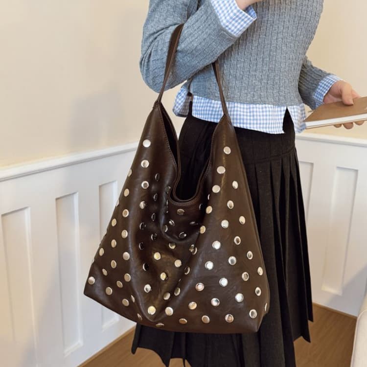 Women's Metal Polka Dot Shoulder Bag Tote Bag