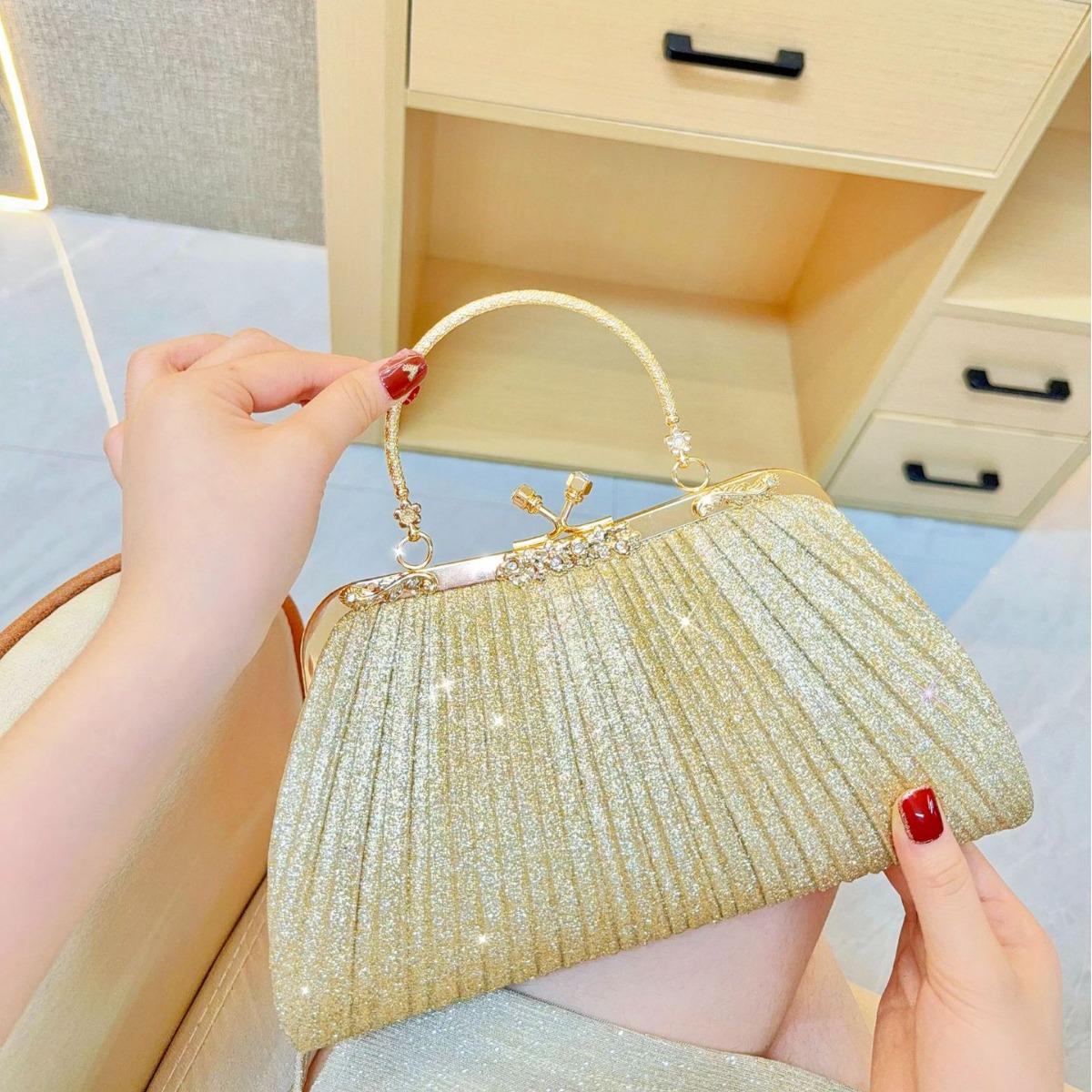 

Rhinestone Tassel Crossbody Evening Bag - Women s Clutch Handbag срібний