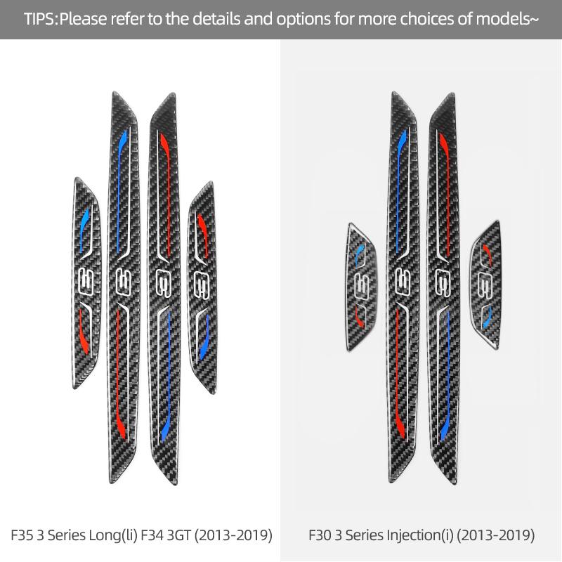 For BMW F30 F35 F34 Series 3 GT Carbon Fiber Car Door Sills Anti-Scuff Stickers Threshold Trim Strips Welcome Pedal Accessories NM5