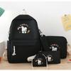 New Style High School Student Four-piece Set Backpack Junior High School Student High Appearance Value Backpack Children's Handbag Remedial Bag