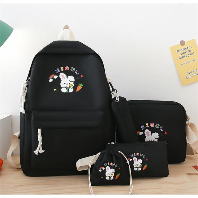 New Style High School Student Four-piece Set Backpack Junior High School Student High Appearance Value Backpack Children's Handbag Remedial Bag