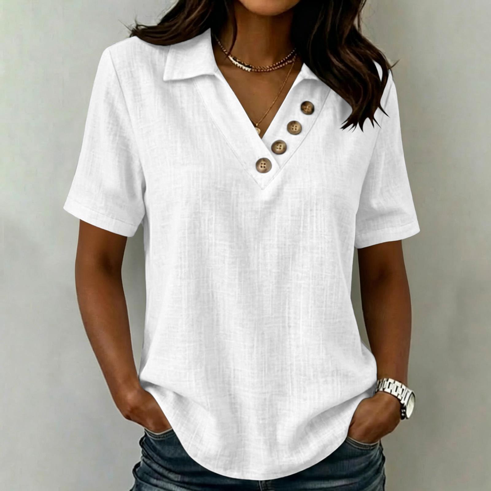 

Women s Fashion Loose-Fit -Color Casual Top XL білий