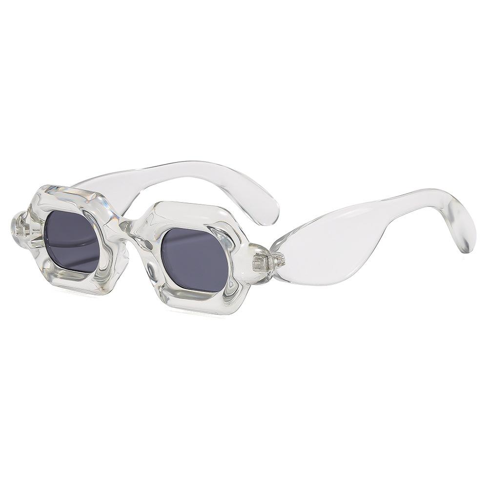 Nuovi Occhiali da Sole Donna Retrò Punk Quadrati a Bolle Gradiente Y2K Personalità Bicolore Montatura Spessa Tendenza da Esterno Occhiali Uomo UV400