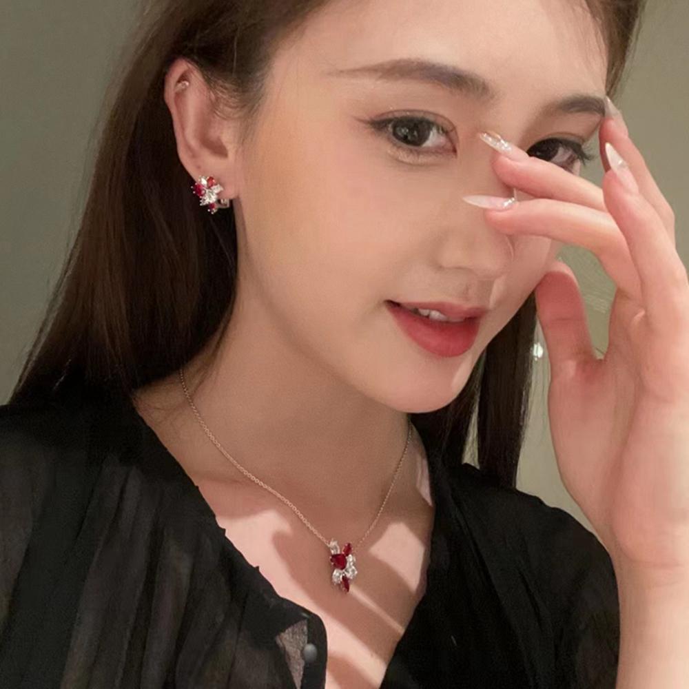 WUIHA 100% 925 Sterling Silver Sparkling Pear Marquise Cut Ruby High Carbon Diamonds Gems Ear Studs Earrings Fine Jewelry Gifts