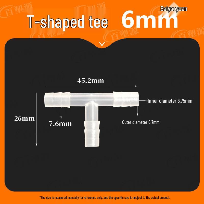 High-Temp Resistant Plastic Hose T-Connector, Quick Connect Fish Tank Accessory, PP Material