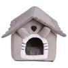 Winter Solid Plush Cotton Semi-Enclosed Cute Cat Dog Bed & Kennel with Removable Washable Cover