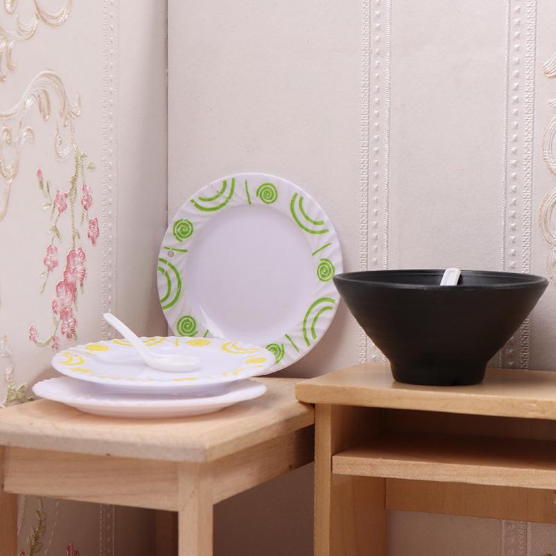 

2шт 1:6 Миниатюрная кукольная тарелка, миска, ложка, поднос, столовые приборы, модель кухонного декора, игрушка, кукольный домик, аксессуары A3 1set