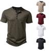 T Shirt Men Casual High Quality Summer Short Sleeve Henley Neck Mens T Shirts Fashion Basic T-shirt Male