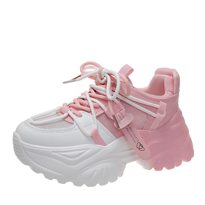 2025 Spring New Thick-soled Heightened Super-popular Sports Little White Shoes Casual Summer Breathable Mesh Dad Shoes