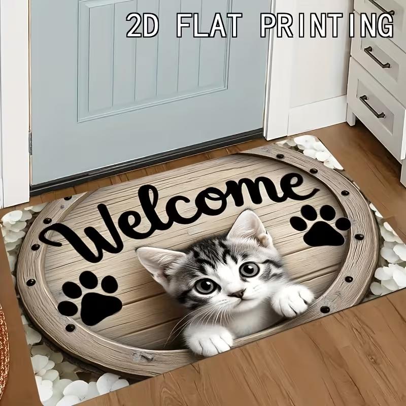 2D Printing Dog Pattern Door Mat Cute Puppy Design Welcome Home Entrance Rug Soft Non-Slip Cute Puppy Face Doorway Decor Mat