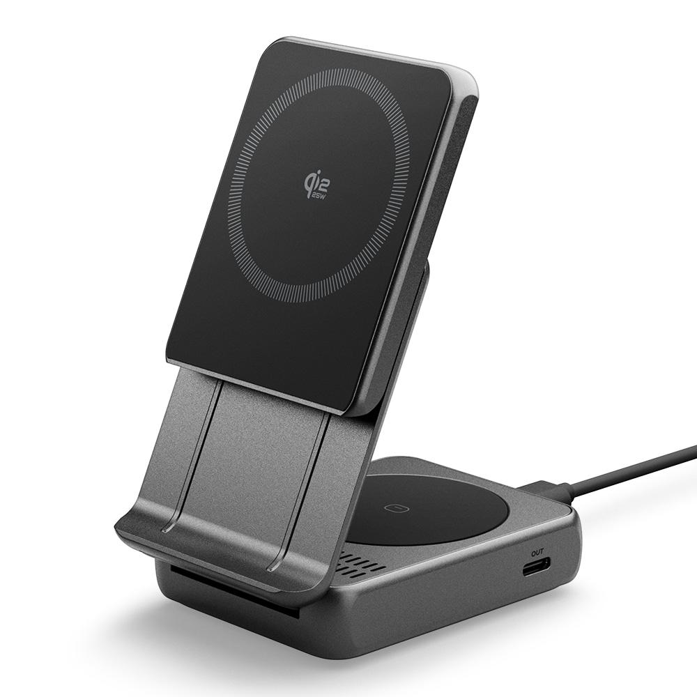 Spigen Temel EF302MOQ Qi2.2 25W 2'si 1 Arada Katlanabilir MagSafe Kablosuz Şarj Standı