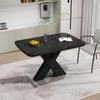 Extendable Dining Table - MUVOE - Rectangular - Black Marble Top - 6 Seats - Easy To Assemble