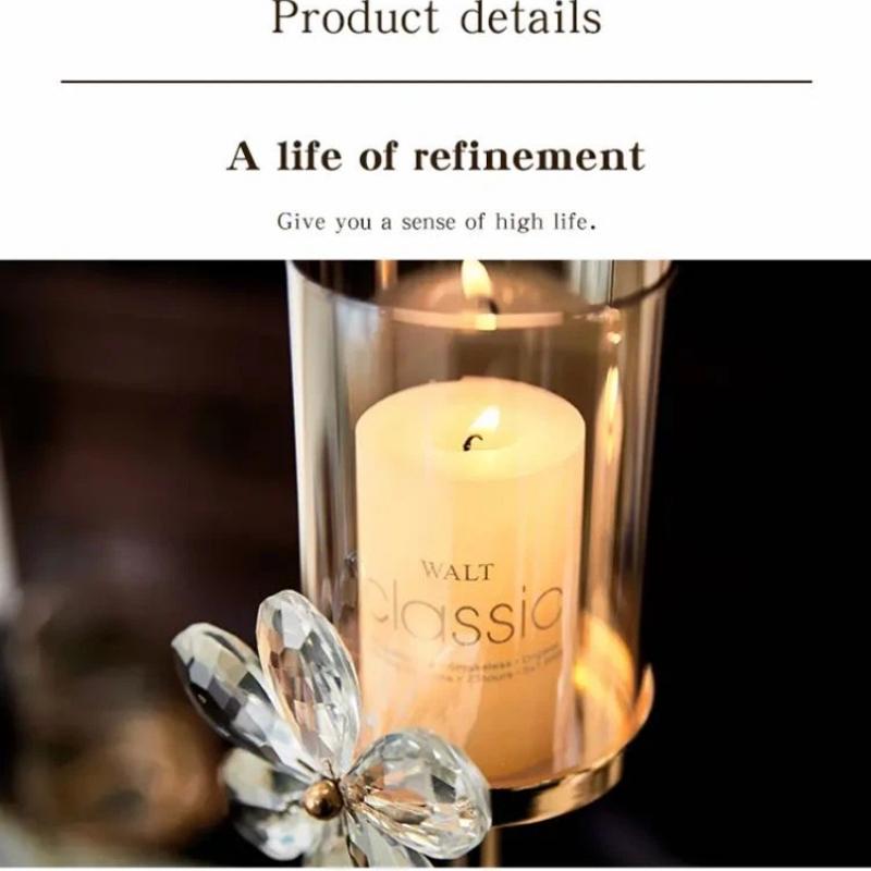 European Crystal Flower Metal Candle Holder, Vintage Romantic Candlelight Decor Stand