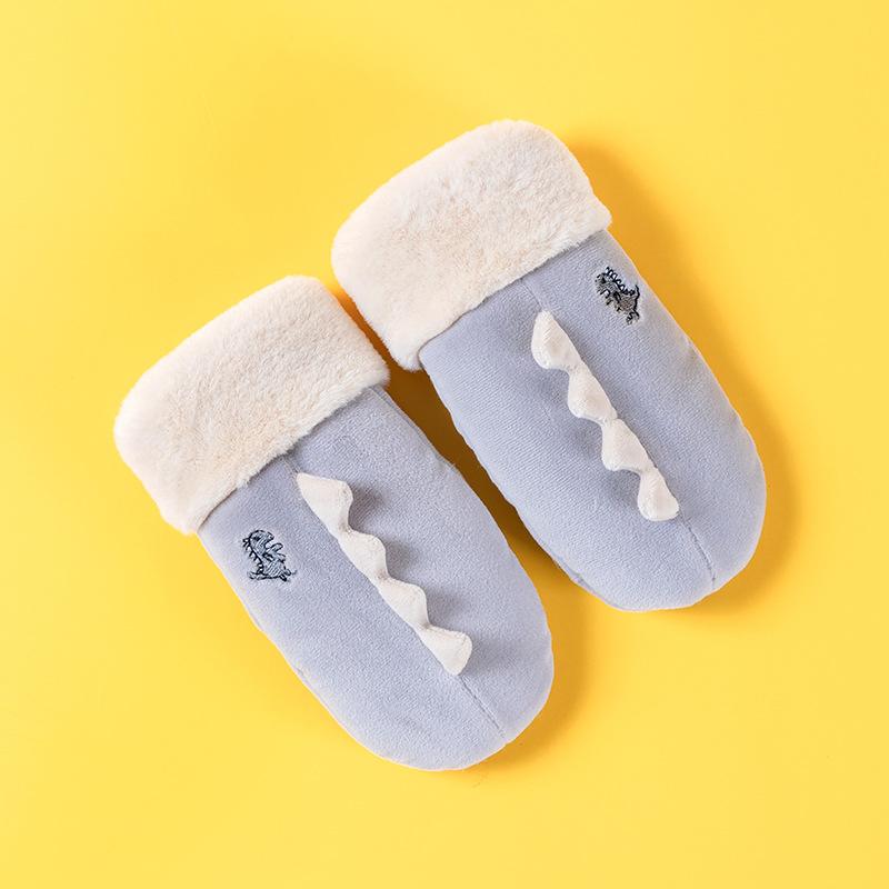 Warme Dinosaurier-Kinderhandschuhe, Wildleder-Cartoon-Kinderhandschuhe Großhandel, verdickte Fleece-Fäustlinge