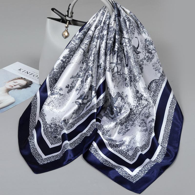 90 Square Scarves, Silk Scarves, Women's New Spring and Summer High-end Sense Versatile, Thin Scarves, Shawls Outside