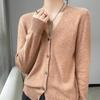 Autumn/Winter 2023 Women's Pure Wool Knit Cardigan Coat with V-Neck and Long Sleeves.