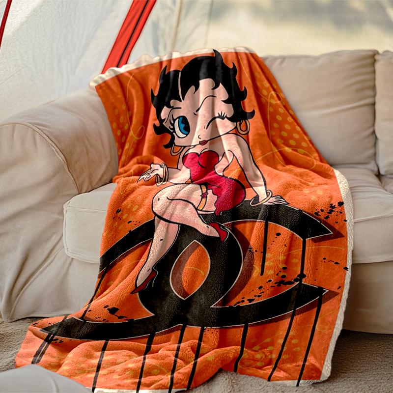 1pc Betty Boop Blanket, Cozy Valentine's Day Blanket, Multi-functional Nap Blanket Available Throughout the Four Seasons