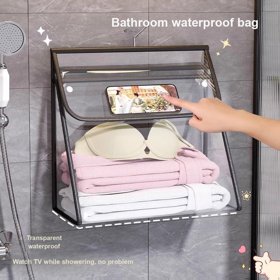 Bathroom Clothes Organizer Waterproof Bag for Shower, Toilet, and Bath - Hamper for Towels and Wet Clothes