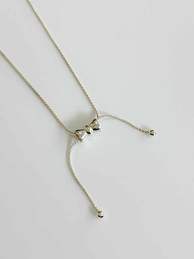 Sosoo 925 Silver Ribbon Tie Necklace