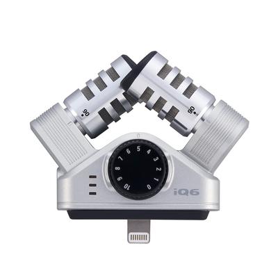 Mikrofon ZOOM iQ6 do mikrofonu zewnętrznego do kompaktowego złącza Lightning XY Stereo Kompatybilny z iPhone/iPod, smartfonem, mikrofonem, srebrny,