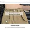 Women's High Waist Gray Workwear Mini Skirt with Drawstring Design