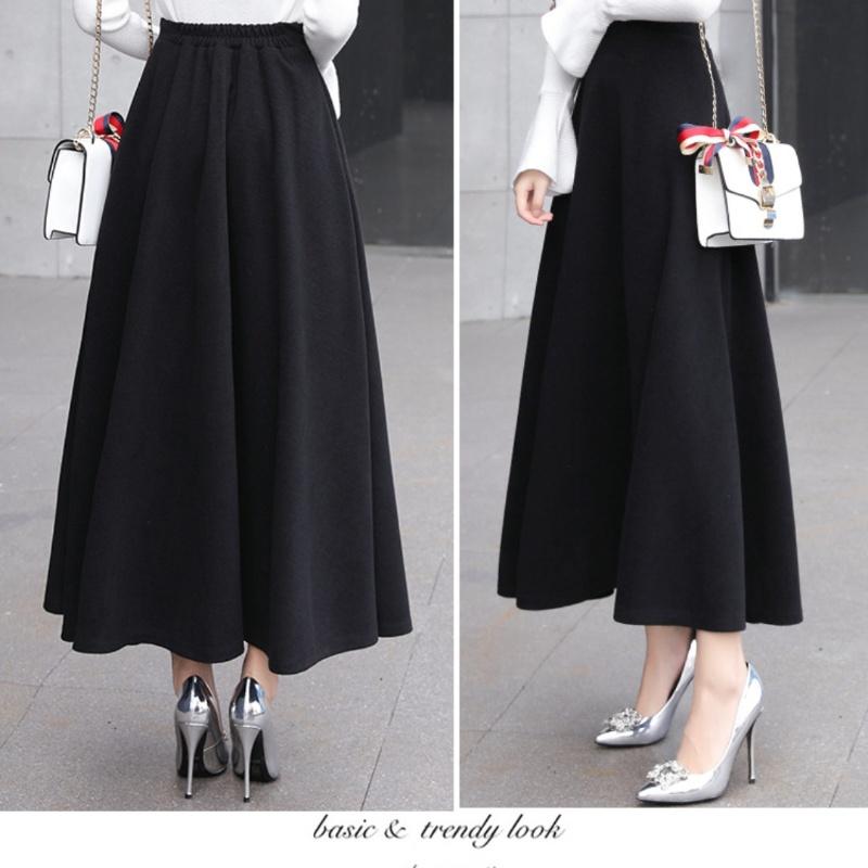 Fusta Tooxika de lână pe jumătate, Fusta lungă cu talie înaltă și tiv mare, Fustă îngroșată în linie A, Fusta umbrelă