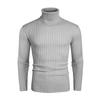 Fall And Winter Men's Vertical Bar Turtleneck Men's Slim-fit Thermal Pullover Base Knit Sweater