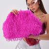 Fluffy Plush Clip Clutch Fuzz Clutch Bag Tassel Design Evening Party Clip Bag Large Capacity Women's Purse