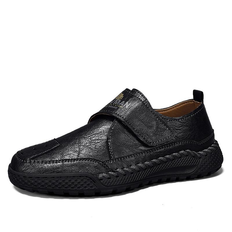 Handmade Men's Soft Sole Leather Loafers - Winter Casual Flat Large Size