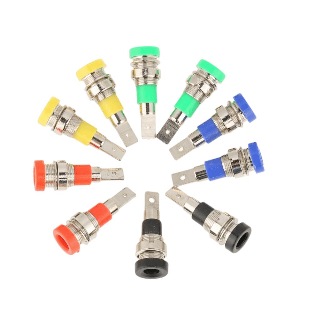 10 PCS 4.0mm Banana Jack Socket Mixed Color Female Adapter Panel Mount Banana Socket Banana Binding Post Test Probes