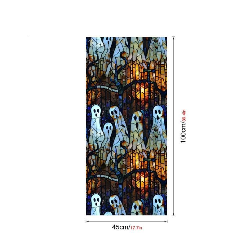 Halloween Theme Window Film PVC Stained Glass Films Door Window Stickers Home Bathroom Balcony Office Party Decor Privacy Film