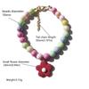Color beaded pet necklace flower pendant cat dog jewelry decorative collar bell ins same cat