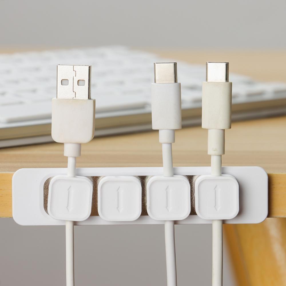 DIY USB Charger Silicone Self-adhesive Cable Management USB Cables Holder Mouse Wire Organizer Cable Organizer