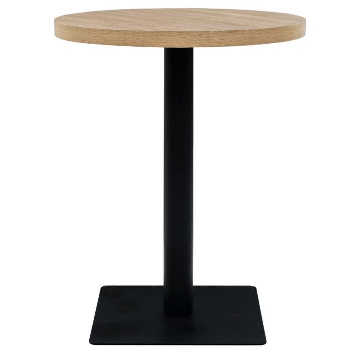 VidaXL Bistro Table MDF and Steel Round 60x75 Cm Oak Color Bar Cafe 245612