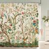 Tenda Doccia Motivo Fiori e Uccelli 3D Paravento Bagno Tessuto Impermeabile Decorazione Bagno 240X180cm Con Ganci Tende Doccia